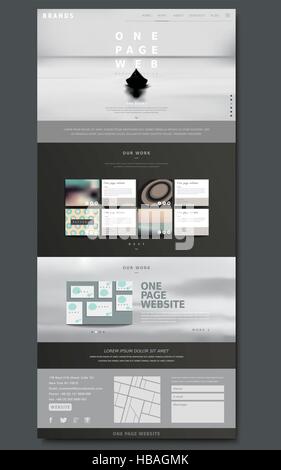 Conception de site web d'une page moderne Modèle avec arrière-plan flou Illustration de Vecteur