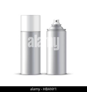Silver spray bouteilles set avec couvercle isolé sur fond blanc Illustration de Vecteur