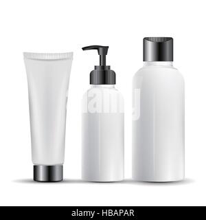 Conteneurs hygiène beauté isolé sur fond blanc Illustration de Vecteur