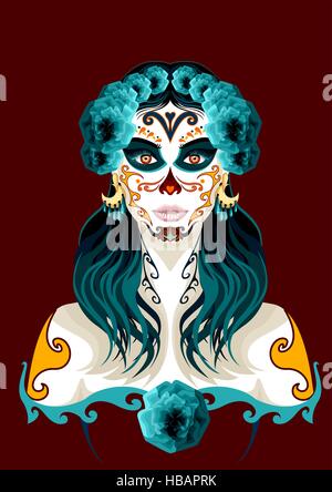 Le Jour des morts woman portrait illustration. Festival mexicain Illustration de Vecteur