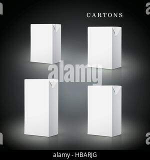 Verre blanc jeu de cartons isolé sur fond noir Illustration de Vecteur