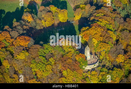 Vue aérienne, Berger monument à Golden Park et feuilles d'automne Novembre Hohenstein, Witten, Ruhr, Rhénanie du Nord-Westphalie, Banque D'Images