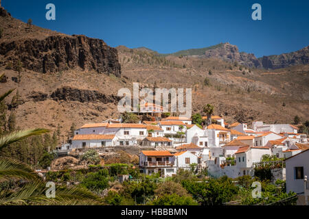 Belle petite ville de Fataga à Gran Canaria, Îles Canaries, Espagne Banque D'Images
