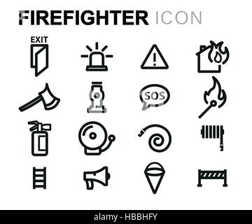 Ligne vectorielle pompier icons set Illustration de Vecteur