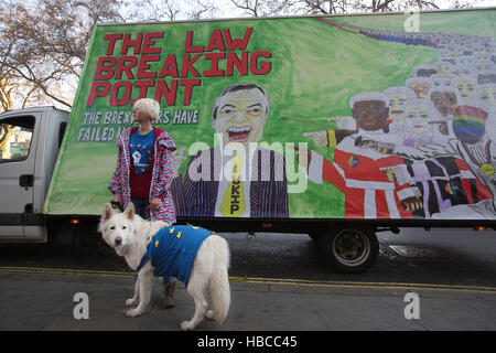 Londres, Royaume-Uni. 5 déc, 2016. La Cour suprême connaît des recours Article 50 historique aujourd'hui, Westminster, London, UK. Le 05 mai 2016. Les 11 juges commencent une audience de quatre jours pour juger de l'une des plus grandes questions constitutionnelles de notre temps. Démontrer manifestants comme le plus haut tribunal du pays considère que l'appel du gouvernement sur la sortie du Royaume-Uni de l'UE. Crédit : Jeff Gilbert/Alamy Live News Banque D'Images