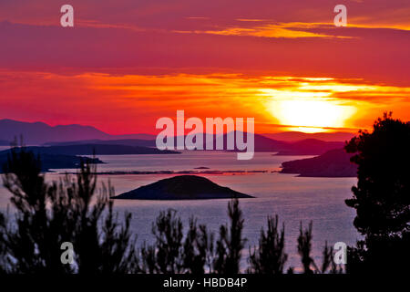 L'archipel de Kornati National Park sunset view Banque D'Images