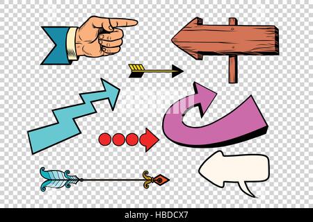 Ensemble de flèches rétro sur un fond transparent Illustration de Vecteur