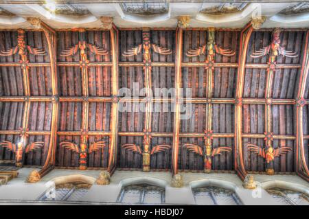 Toit Ange sculpté dans une église dans le Lincolnshire, Royaume-Uni. Caractéristique de cette région de l'Est de l'Angleterre. Banque D'Images