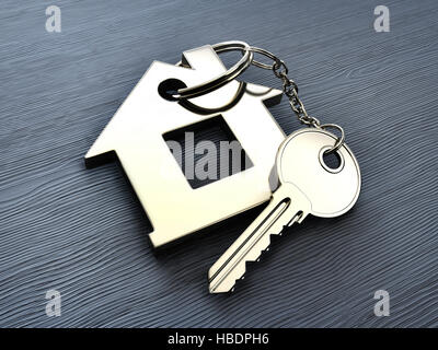 Accueil Résumé et Principales sur table en bois. 3d illustration Banque D'Images