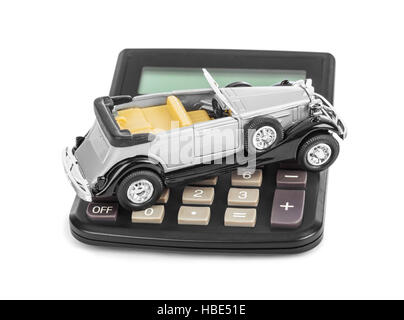 Calculatrice et petite voiture Banque D'Images