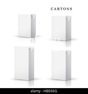 Verre blanc jeu de cartons isolé sur fond blanc Illustration de Vecteur