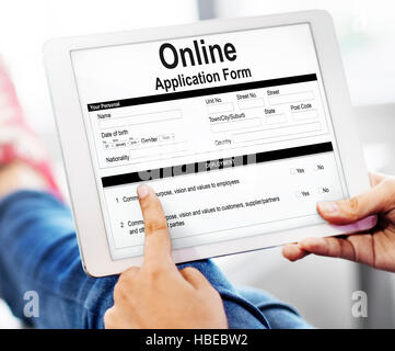 Formulaire de demande en ligne Info Détail Concept Banque D'Images