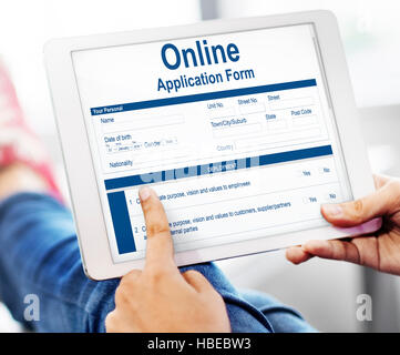 Formulaire de demande en ligne Info Détail Concept Banque D'Images