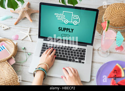 Expédition à l'exportation Importation Truck Concept Graphique Banque D'Images