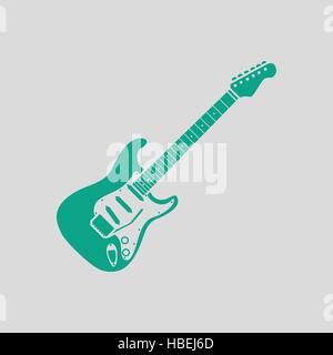 L'icône de la guitare électrique. Avec fond gris vert. Vector illustration. Illustration de Vecteur