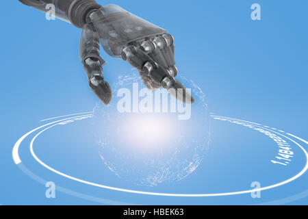Image composite de l'arrière du bras robot du doigt quelque chose Banque D'Images