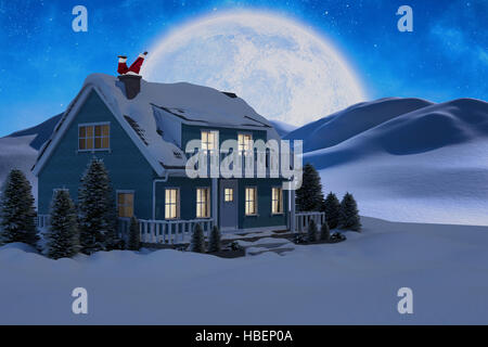 Image composite du père Noël a l'amusement avec une guitare Banque D'Images