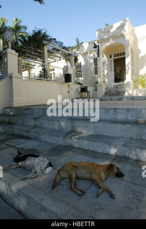 Photo Fichier/ LA HAVANE, CUBA 2005 : Groupe américain dirigé par James McGovern, Rép. Aux États-Unis un Démocrate du Massachusetts, ont signé un accord lundi pour collaborer à la restauration et à la préservation de 2 000 lettres, 3 000 photographies personnelles et certains projets de fragments de romans et nouvelles qui ont été conservés dans le sous-sol humide de Finca de Vigia, la villa à l'extérieur de La Havane où Hemingway a vécu de 1939-1960. Financé par la Fondation Rockefeller, l'effort commun, basé à New York, le Conseil de recherche en sciences sociales et le Conseil national cubain de mircofilm patrimoine va produire des copies des documents, restor Banque D'Images