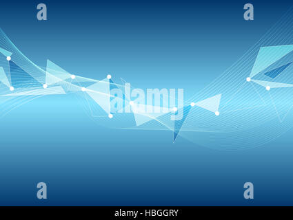 Abstract blue design poly basse ondulée Banque D'Images