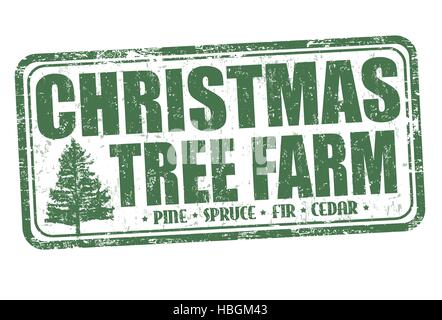 Christmas Tree Farm grunge tampons sur fond blanc, vector illustration Illustration de Vecteur