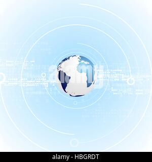 Light blue tech background with globe Banque D'Images