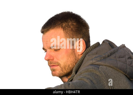 Portrait des hommes contre l'arrière-plan blanc. Banque D'Images