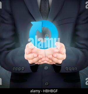 D'observer de près le businessman holding arrow sign Illustration de Vecteur