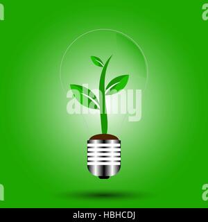 Ampoule avec sprout vert à l'intérieur, de l'énergie eco concept,icône Eco Green leaf vector illustration isolé,quitte Illustration de Vecteur
