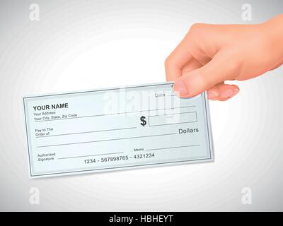 Concept d'entreprise : 3d hand holding a vérifier sur fond gris Illustration de Vecteur