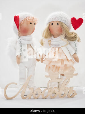Poupée Textile handmade - un couple d'anges Banque D'Images