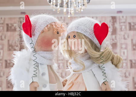 Poupée Textile handmade - un couple d'anges Banque D'Images