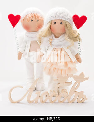 Poupée Textile handmade - un couple d'anges Banque D'Images