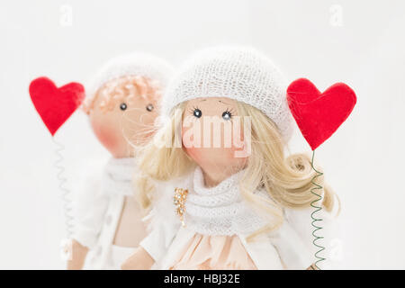 Poupée Textile handmade - un couple d'anges Banque D'Images