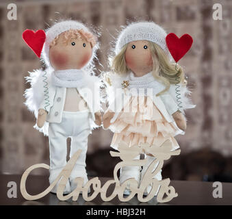 Poupée Textile handmade - un couple d'anges Banque D'Images