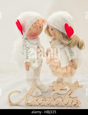 Poupée Textile handmade - un couple d'anges Banque D'Images