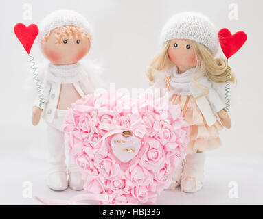 Poupée Textile handmade - un couple d'anges Banque D'Images
