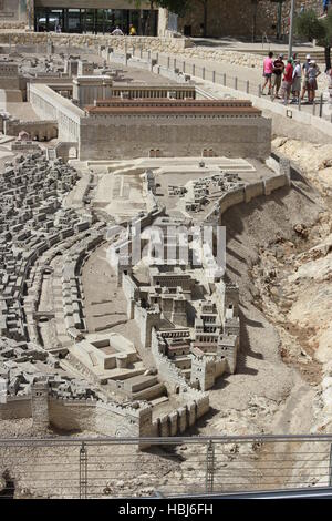 Un modèle de Jérusalem à l'époque du Temple d'Hérode (66AD) au Musée d'Israël à Jérusalem. Banque D'Images