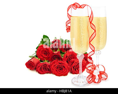 Roses et Champagne Banque D'Images