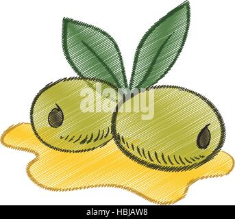 L'huile d'olive leaf dessin vectoriel EPS 10 illustration de déversement Illustration de Vecteur