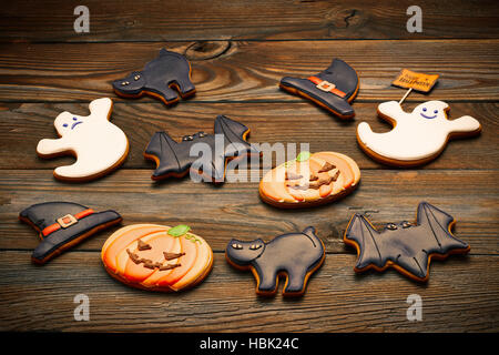 Gingerbread cookies faits maison d'Halloween Banque D'Images