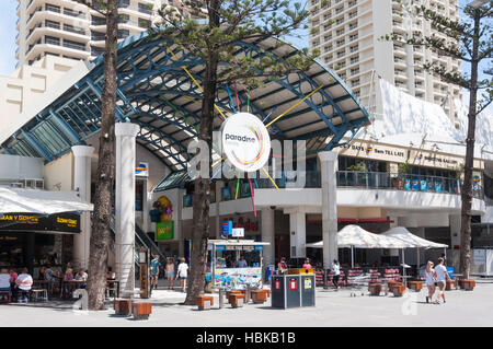 Entrée au paradis de jeux, Cavill (Mall) Avenue, Surfers Paradise, ville de Gold Coast, Queensland, Australie Banque D'Images