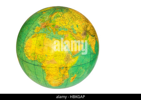 Globe avec la planète terre isolated on white Banque D'Images