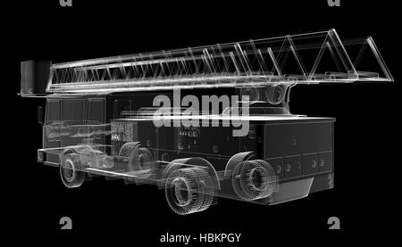 Isoladed transparent fire truck Banque D'Images