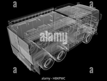 Isoladed transparent fire truck Banque D'Images