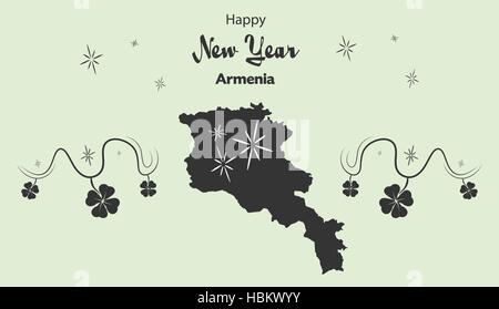 Happy New Year illustration thème avec la carte d'Arménie Illustration de Vecteur