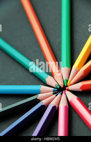 Crayons de couleurs différentes, Close up Banque D'Images