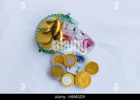 L'argent au chocolat, donnés comme cadeaux aux enfants pendant la période des fêtes Banque D'Images