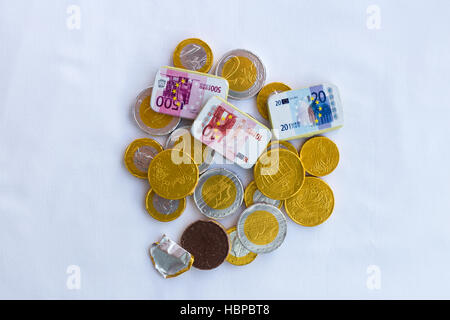 L'argent au chocolat, donnés comme cadeaux aux enfants pendant la période des fêtes Banque D'Images