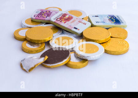 L'argent au chocolat, donnés comme cadeaux aux enfants pendant la période des fêtes Banque D'Images