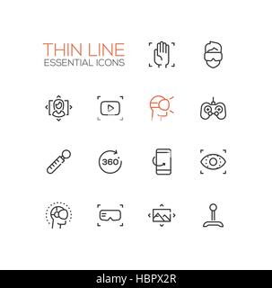 La réalité virtuelle - une seule ligne mince Icons Set Illustration de Vecteur